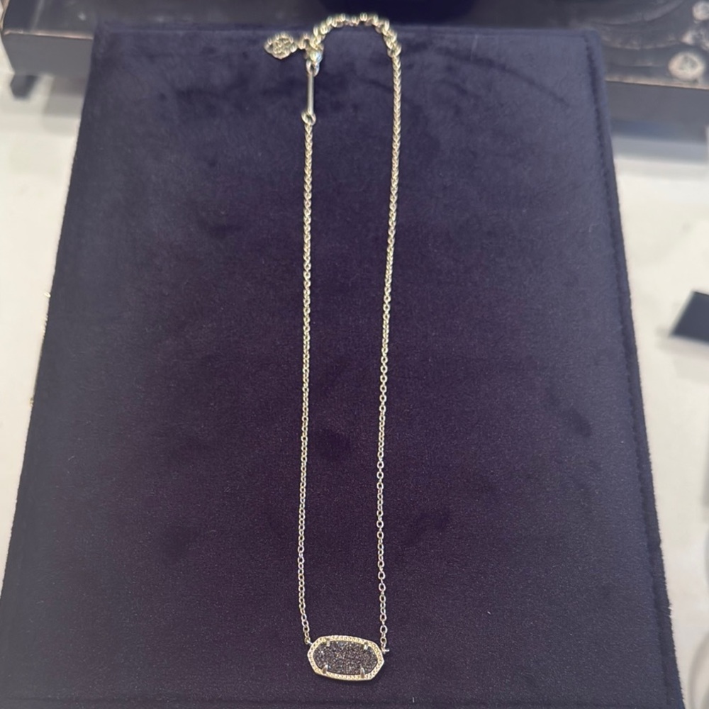 Kendra Scott Silver Necklace with Black Pendant